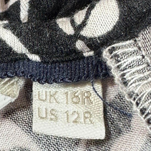 Boden Womens Black White Floral Dress Size 12R‎ Long Sleeve Ruffle Neck Boho - Picture 10 of 16